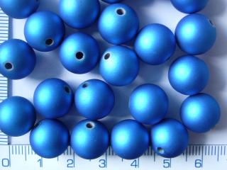Plastové korálky, 12mm, modrá kulička, mat, 1ks