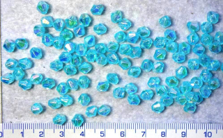 Plastové korálky, tyrkysové sluníčko s AB, 5mm,100ks