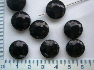 Plastové korálky, 14mm, černé broušené kolečko, 1ks