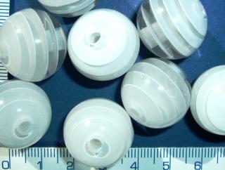 Plastové korálky, 20mm, bíločirá kulička, 1ks