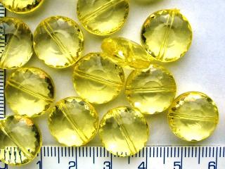 Plastové korálky, 14mm, žluté broušené kolečko, 1ks