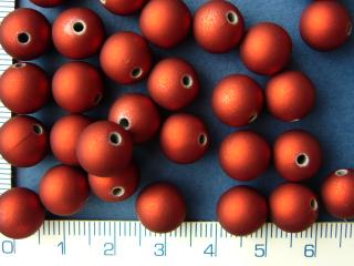 Plastové korálky, 10mm, červená kulička, mat, 1ks