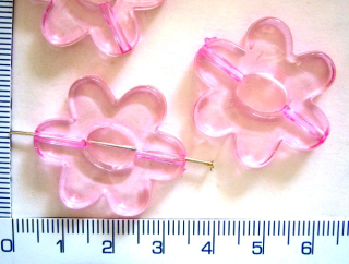 Plastové korálky,růžová kytka,29mm, 1ks