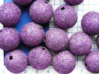 Plastové korálky,20mm,fialová kulička se třpitkami,1ks
