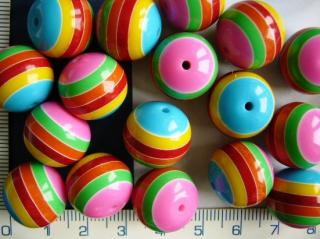 Plastové korálky, růžovomodrobarevná kulička,16mm,1ks