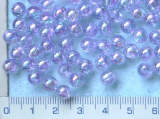 Plastové korálky, sv.fialová kulička s AB, 4mm, 200ks