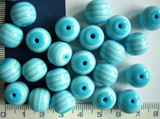 Plastové korálky, modrobílá kulička,12mm,1ks