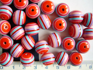 Plastové korálky, červenobarevná kulička,12mm,1ks