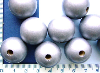 Dřevěné korálky,20mm,stříbrná kulička,1ks