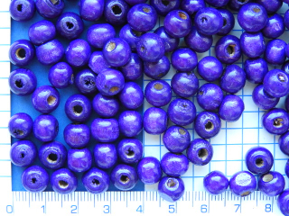 Dřevěné korálky, tm.modrá kulička,10mm,15ks
