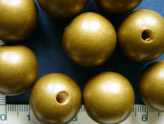 Dřevěné korálky, 20mm, bronzová kulička, 1ks