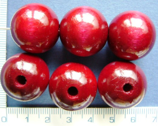 Dřevěné korálky, 20mm, bordo kulička, 1ks