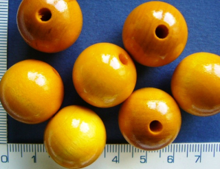 Dřevěné korálky, 20mm, žlutá kulička, 1ks