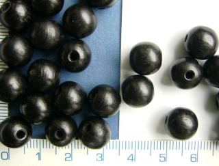 Dřevěné korálky, černá kulička,10mm,15ks