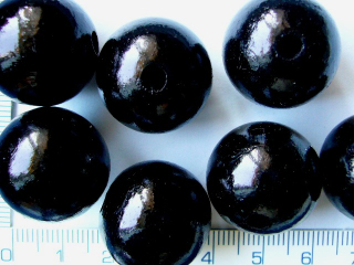 Dřevěné korálky, 20mm, černá kulička, 1ks