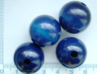 Dřevěné korálky, 20mm, modrá kulička, 1ks