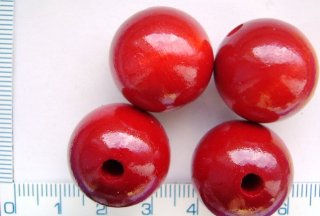 Dřevěné korálky, 20mm, červená kulička, 1ks