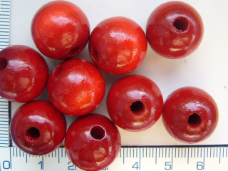 Dřevěné korálky, 16mm, červená kulička, 1ks