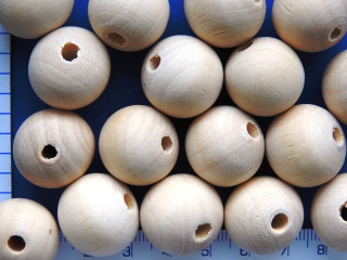 Dřevěné korálky, 20mm, přírodní kulička surová, 1ks