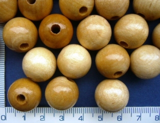 Dřevěné korálky, 16mm, světle hnědá kulička, 1ks