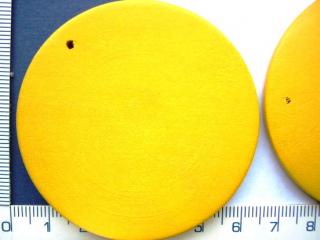 Dřevěné korálky, 60mm, žluté kolečko, 1ks