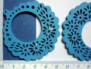 Dřevěné korálky,56mm, modré kolečko, 1ks