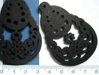 Dřevěné korálky,60mm, černá kapka, 1ks