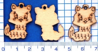 Dřevěné korálky,hnědá kočka, 27x18mm, 1ks