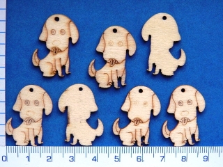 Dřevěné korálky,hnědý pes, 27x18mm, 1ks
