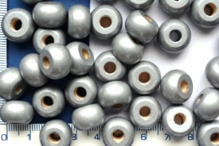 Dřevěné korálky,stříbrná ,korálek s velkým průtahem 10x15mm,1ks