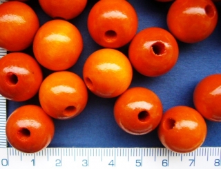 Dřevěné korálky,oranžová kulička, 12mm, 10ks