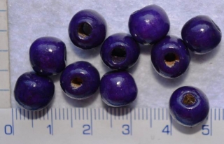 Dřevěné korálky, fialová kulička, 10mm,20ks
