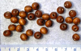 Dřevěné korálky,hnědá kulička, 8mm,30ks