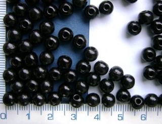 Dřevěné korálky,černá kulička, 6mm,80ks