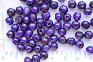 Dřevěné korálky,tm.modrá kulička, 6mm,100ks