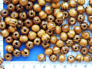 Dřevěné korálky, hnědá žíhaná kulička, 8mm,20ks
