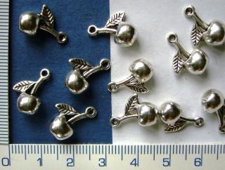 Kovové korálky, třešně, 10x15mm,1ks