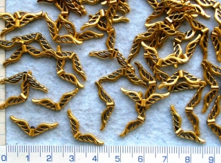 Kovové korálky,zlatá křídla, 7x21mm,1ks