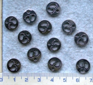 Kovové korálky,stř.chodidla,11mm,1ks