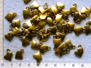 Kovové korálky,zlaté srdíčko 15x10mm,1ks