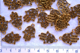 Kovové korálky,zlatá ruka fatimy,21x14mm,1ks