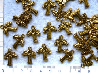 Kovové korálky, zlatý strom s ptáčkem 18x15mm1ks