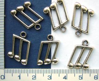 Kovové korálky,noty,14x19mm,1ks