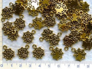 Kovové korálky,zlatá pavučina s pavoučkem,17x13mm,1ks
