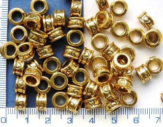 Kovové korálky,velkodírkové,zlaté se srdíčkem, 5x8mm,1ks