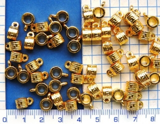 Kovové korálky,velkodírkové, zlatý korálek se závěsem,5x7mm,otvor 4mm,1ks