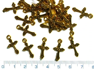 Kovové korálky,zlatý kříž,20x10mm,1ks