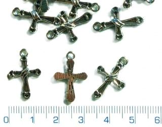 Kovové korálky,stříbrný kříž, 21x14mm,1ks