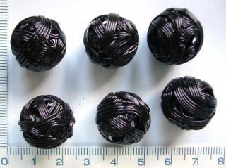 Drátěná černá kulička, 18mm, 1ks