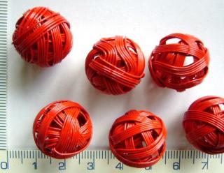 Drátěná červená kulička, 18mm, 1ks